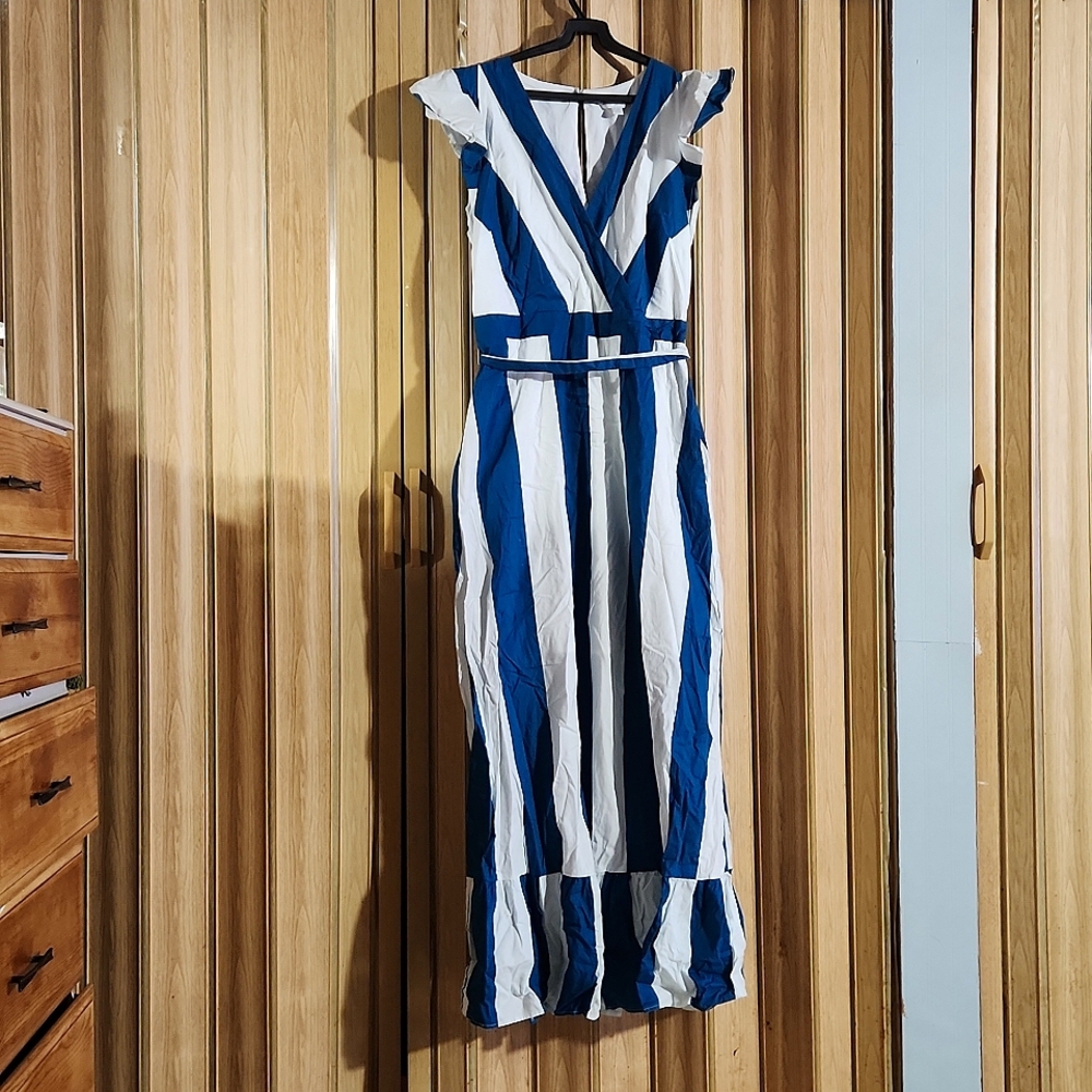 Striped Teal and White Maxi Dress